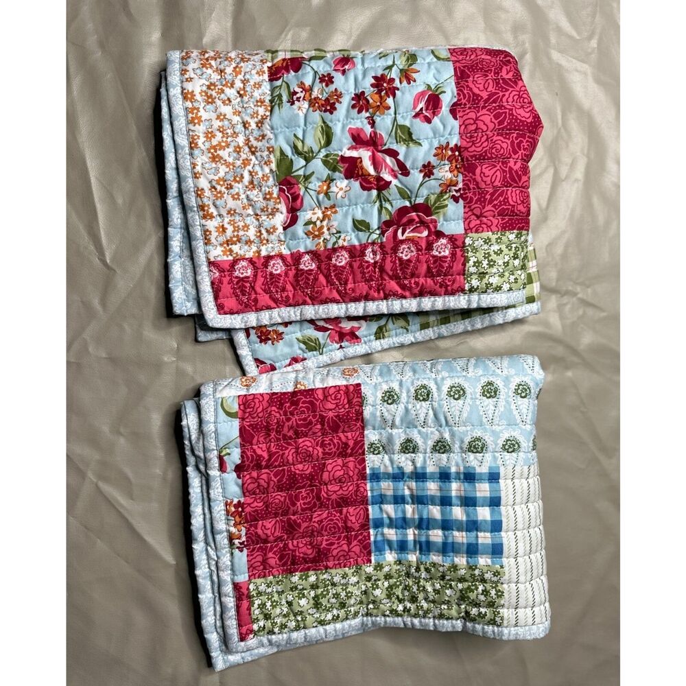 MARTHA STEWART everyday Quilted Design floral Standard pillowcases white blue